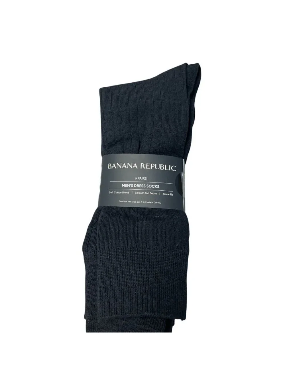Banana Republic Men's Dress Socks 6 Pairs Crew Fit Smooth Toe Black e1490
